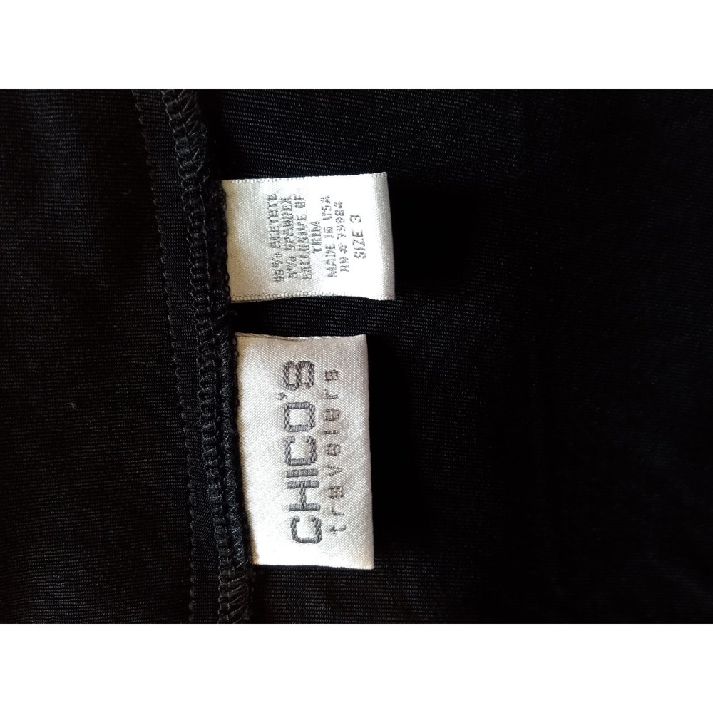 Chicos Travelers Black Open Front Cardigan Rope Trim Size 3 XL Acetate Blend - Picture 7 of 8
